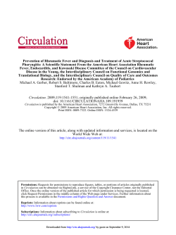 Prevention of Rheumatic Fever and Diagnosis and Treatment of Acute... Pharyngitis: A Scientific Statement From the American Heart Association Rheumatic