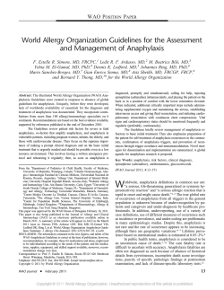 World Allergy Organization Guidelines for the Assessment and Management of Anaphylaxis P