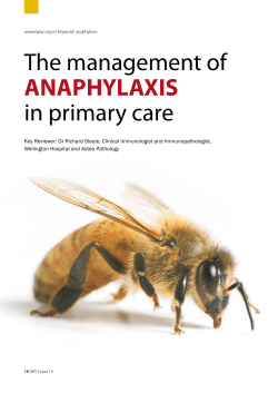 The management of  in primary care ANAPHYLAXIS