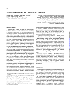 Practice Guidelines for the Treatment of Candidiasis John H. Rex,