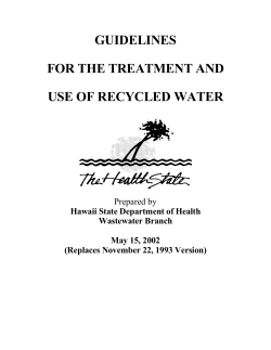 GUIDELINES  FOR THE TREATMENT AND USE OF RECYCLED WATER