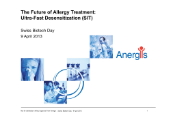 The Future of Allergy Treatment: Ultra-Fast Desensitization (SIT) Swiss Biotech Day