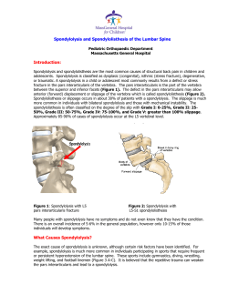 Spondylolysis and Spondylolisthesis of the Lumbar Spine Introduction: