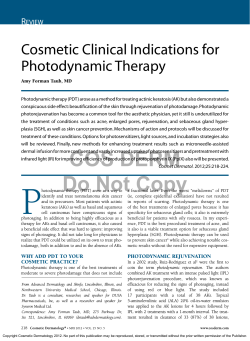 Cosmetic Clinical Indications for Photodynamic Therapy R