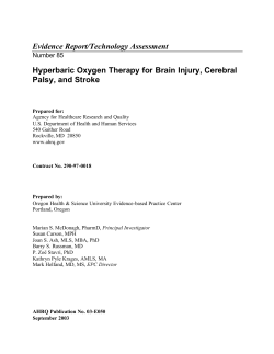 Evidence Report/Technology Assessment Hyperbaric Oxygen Therapy for Brain Injury, Cerebral