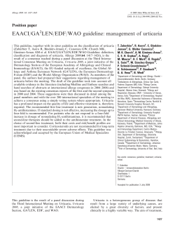 EAACI/GA LEN/EDF/WAO guideline: management of urticaria Position paper 2