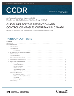CCDR GUIDELINES FOR THE PREVENTION AND CONTROL OF MEASLES OUTBREAKS IN CANADA