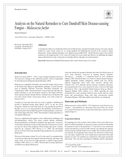Analysis on the Natural Remedies to Cure Dandruff/Skin Disease-causing Malassezia furfur. Abstract