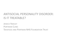ANTISOCIAL PERSONALITY DISORDER: IS IT TREATABLE?  J