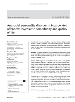 Antisocial personality disorder in incarcerated offenders: Psychiatric comorbidity and quality of life