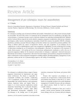 Review Article Management of pre-eclampsia: issues for anaesthetists A. T. Dennis