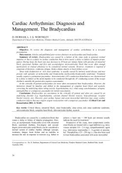 Cardiac Arrhythmias: Diagnosis and Management. The Bradycardias EY