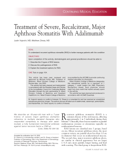 Treatment of Severe, Recalcitrant, Major Aphthous Stomatitis With Adalimumab C M