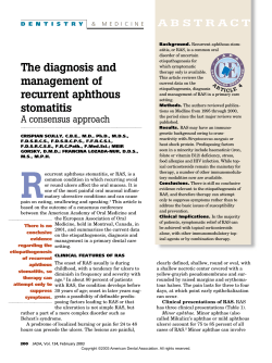 The diagnosis and management of recurrent aphthous stomatitis