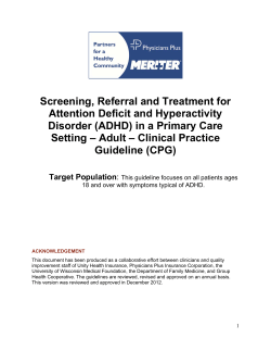 Screening, Referral and Treatment for Attention Deficit and Hyperactivity