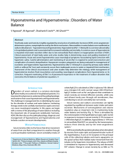 Hyponatremia	and	Hypernatremia	:	Disorders	of	Water Balance V	Agrawal*,	M	Agarwal*,	Shashank	R	Joshi**,	AK	Ghosh*** Abstract