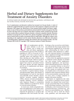 Herbal and Dietary Supplements for Treatment of Anxiety Disorders