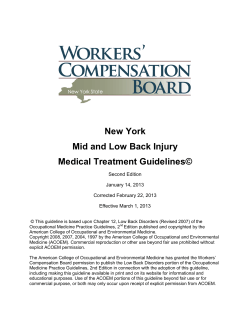 New York Mid and Low Back Injury Medical Treatment Guidelines©