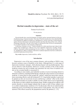 Herbal remedies in depression – state of the art ISSN 0033-2674 www.psychiatriapolska.pl
