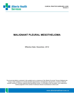 MALIGNANT PLEURAL MESOTHELIOMA Effective Date: December, 2012