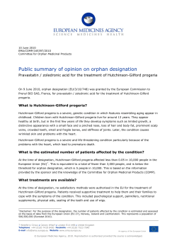 Public summary of opinion on orphan designation