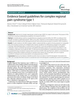 Evidence based guidelines for complex regional pain syndrome type 1 Open Access