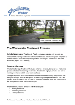 The Wastewater Treatment Process  Callala Wastewater Treatment Plant -