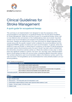 Clinical Guidelines for Stroke Management A quick guide for occupational therapy