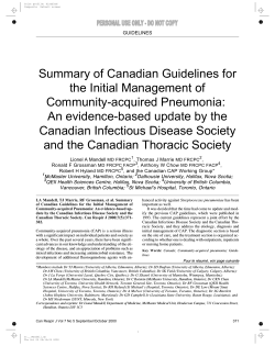 Summary of Canadian Guidelines for the Initial Management of Community-acquired Pneumonia: