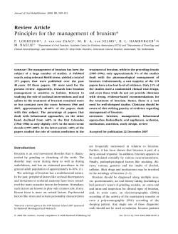 Principles for the management of bruxism* Review Article