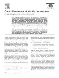 Current Management of Infantile Hemangiomas