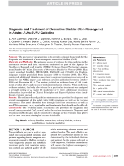 Diagnosis and Treatment of Overactive Bladder (Non-Neurogenic) in Adults: AUA/SUFU Guideline