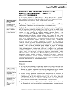 AUA/SUFU Guideline DIAGNOSIS AND TREATMENT OF OVERACTIVE BLADDER (Non-Neurogenic) IN ADULTS: AUA/SUFU GUIDELINE
