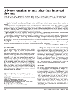 Adverse reactions to ants other than imported fire ants