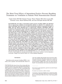 The Short-Term Effects of Intermittent Positive Pressure Breathing
