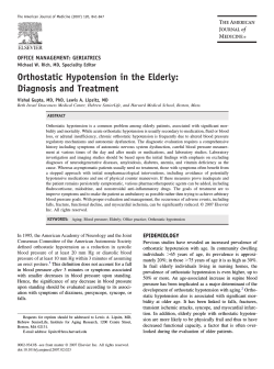 Orthostatic Hypotension in the Elderly: Diagnosis and Treatment OFFICE MANAGEMENT: GERIATRICS