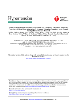 Resistant Hypertension: Diagnosis, Evaluation, and Treatment: A Scientific Statement