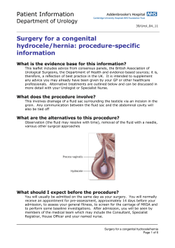 Patient Information  Surgery for a congenital hydrocele/hernia: procedure-specific