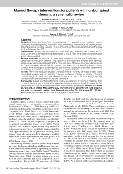 Manual therapy interventions for patients with lumbar spinal Research Report
