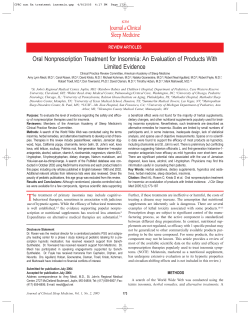 Oral Nonprescription Treatment for Insomnia: An Evaluation of Products With