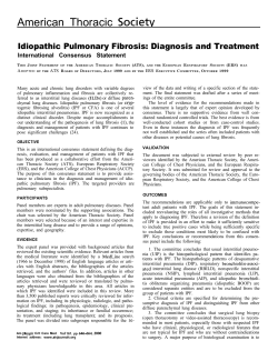 American Thoracic Idiopathic Pulmonary Fibrosis: Diagnosis and Treatment International Consensus Statement A