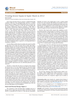 Blood Treating Severe Sepsis &amp; Septic Shock in 2012 Disorders &amp; Transfusion