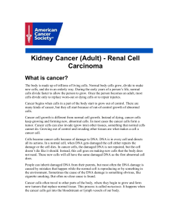 Kidney Cancer (Adult) - Renal Cell Carcinoma What is cancer?