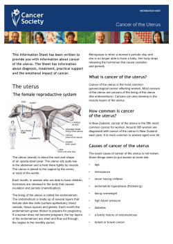 Cancer of the Uterus This Information Sheet has been written to