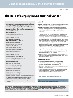 The Role of Surgery in Endometrial Cancer No. 289, April 2013