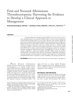 Fetal and Neonatal Alloimmune Thrombocytopenia: Harvesting the Evidence