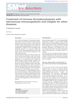 Treatment of immune thrombocytopenia with intravenous immunoglobulin and insights for other diseases