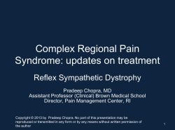Complex Regional Pain Syndrome: updates on treatment  Reflex Sympathetic Dystrophy