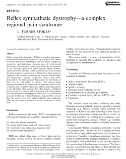Re¯ex sympathetic dystrophyÐa complex regional pain syndrome REVIEW L. TURNER-STOKES*
