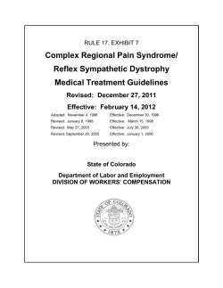 Complex Regional Pain Syndrome/ Reflex Sympathetic Dystrophy Medical Treatment Guidelines